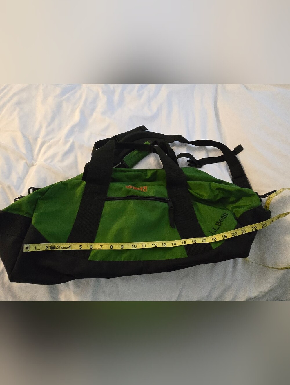 L.L. Bean Green and Black Duffel with Shoulder Strap
